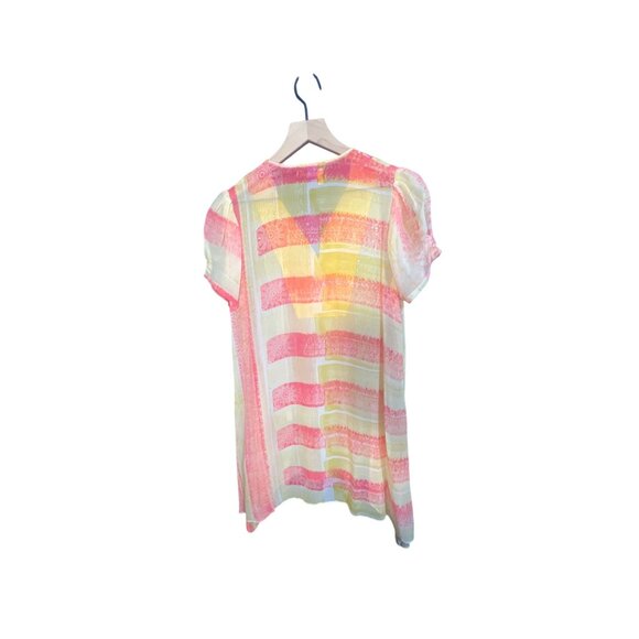 Anthropologie Niki Tlanapan Womens Multicolor Short-Sleeve Silk Blend Blouse Wit - Picture 6 of 6